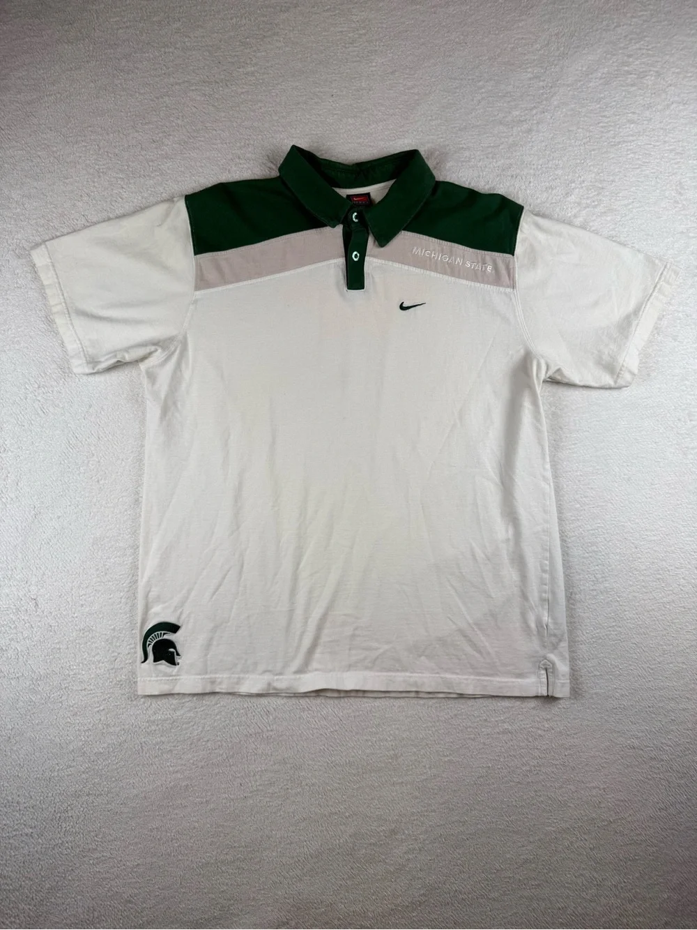 Nike Team Michigan State Spartans Men’s XL Polo Shirt White Green Golf